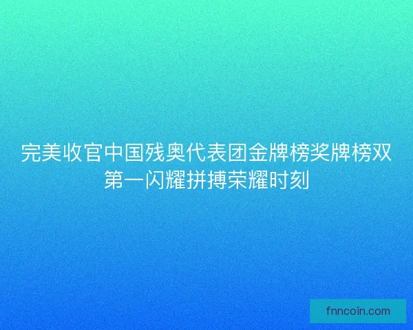 完美收官中国残奥代表团金牌榜奖牌榜双第一闪耀拼搏荣耀时刻